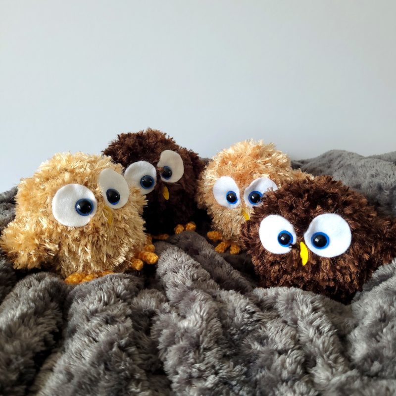 Owlet hand crocheted decorative figure - golden