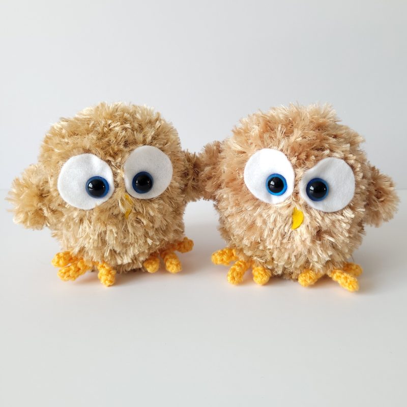 Owlet hand crocheted decorative figure - golden