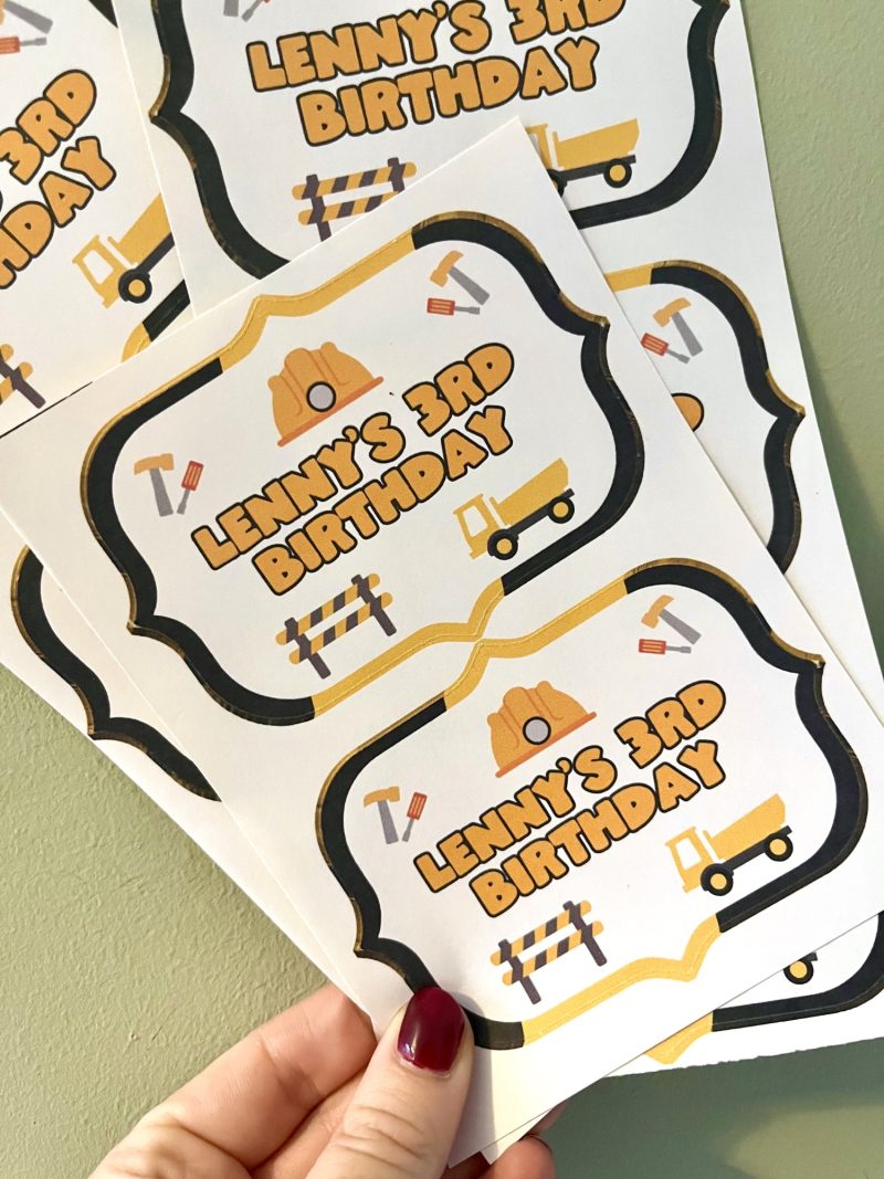 Orange Construction Party Box Stickers