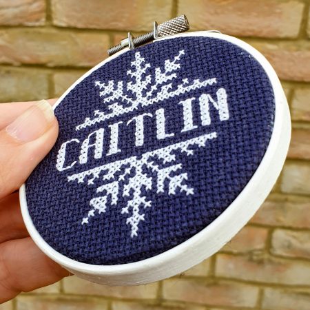 Personalised Embroidered Snowflake Bauble, Custom Made Christmas Tree Ornament