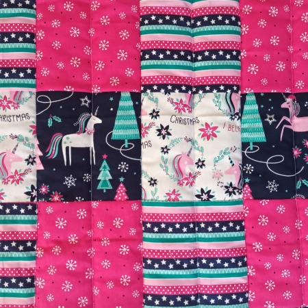 Childrens Patchwork Christmas Gift Quilt or Playmat for Cot or Lap