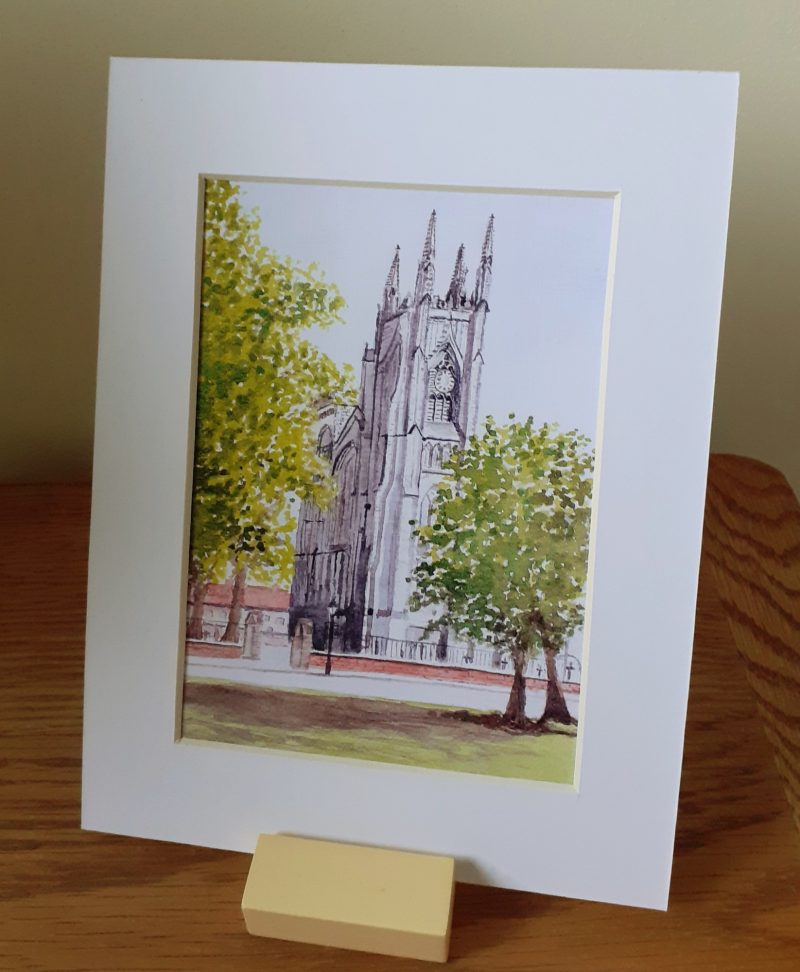 Priory Church, Bridlington print from original landscape watercolour painting. Framed print
