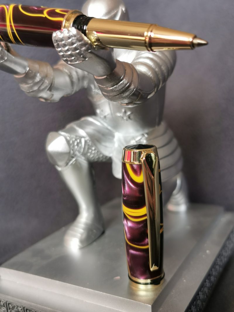 Acrylic Jr Gentleman-style Rollerball Pen made from purple and yellow acrylic