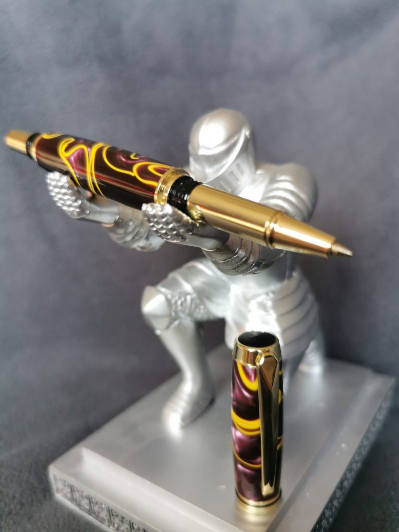 Acrylic Jr Gentleman-style Rollerball Pen made from purple and yellow acrylic
