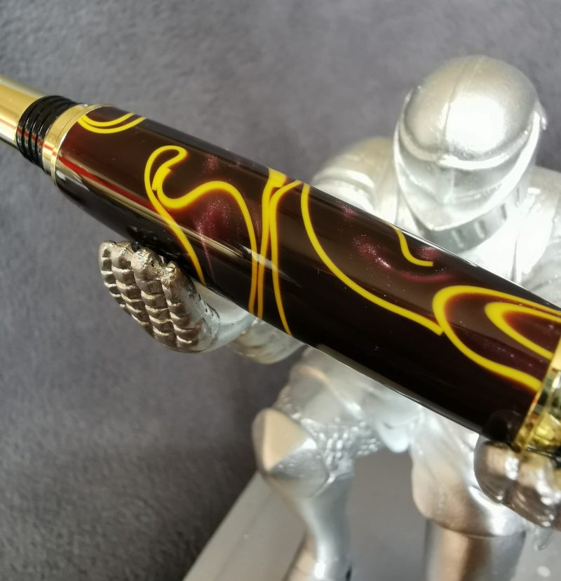 Acrylic Jr Gentleman-style Rollerball Pen made from purple and yellow acrylic