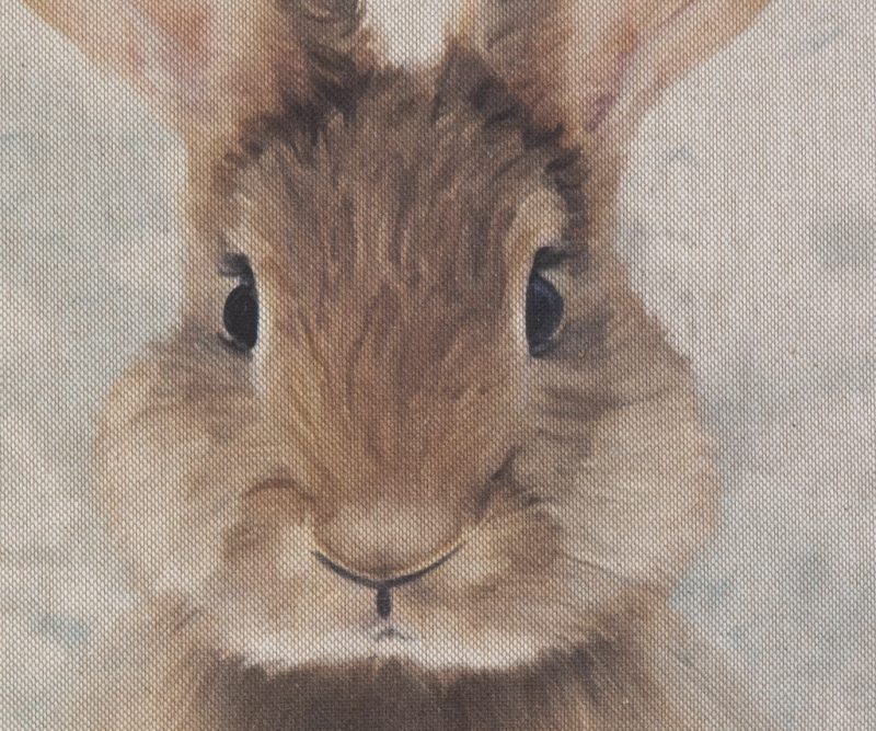 Rabbit Cushion, or cover, animal design, 17 in. (43cm), 18 inch (45cm) pad, linen look, country