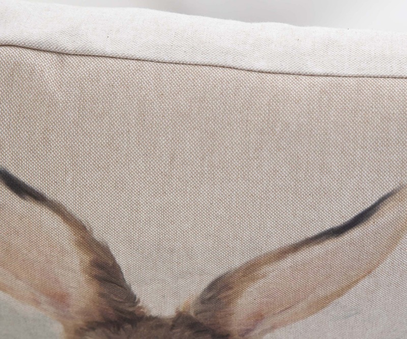 Rabbit Cushion, or cover, animal design, 17 in. (43cm), 18 inch (45cm) pad, linen look, country