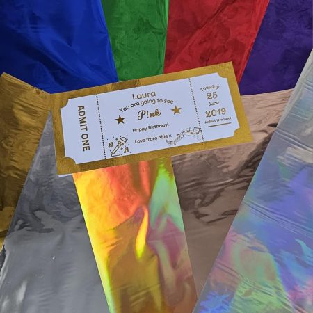 Foiled Event Tickets for Concerts, Holidays, Weekend Breaks, Sports Matches, Vacations- Personalized
