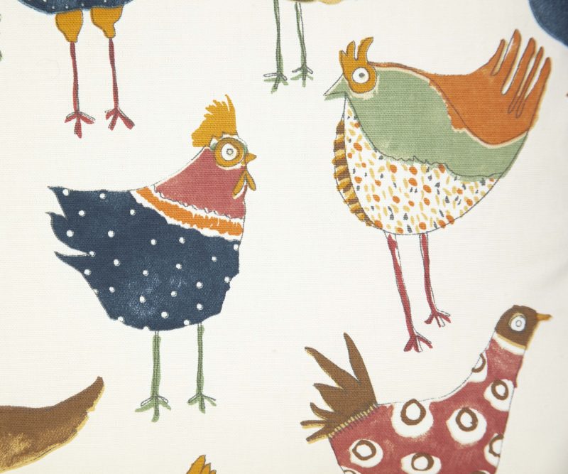 Chickens cushion cover, 17 inch, 43 cm. farmyard hen decor, country style, with zip, fits 18in. pad