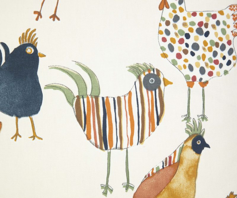 Chickens cushion cover, 17 inch, 43 cm. farmyard hen decor, country style, with zip, fits 18in. pad