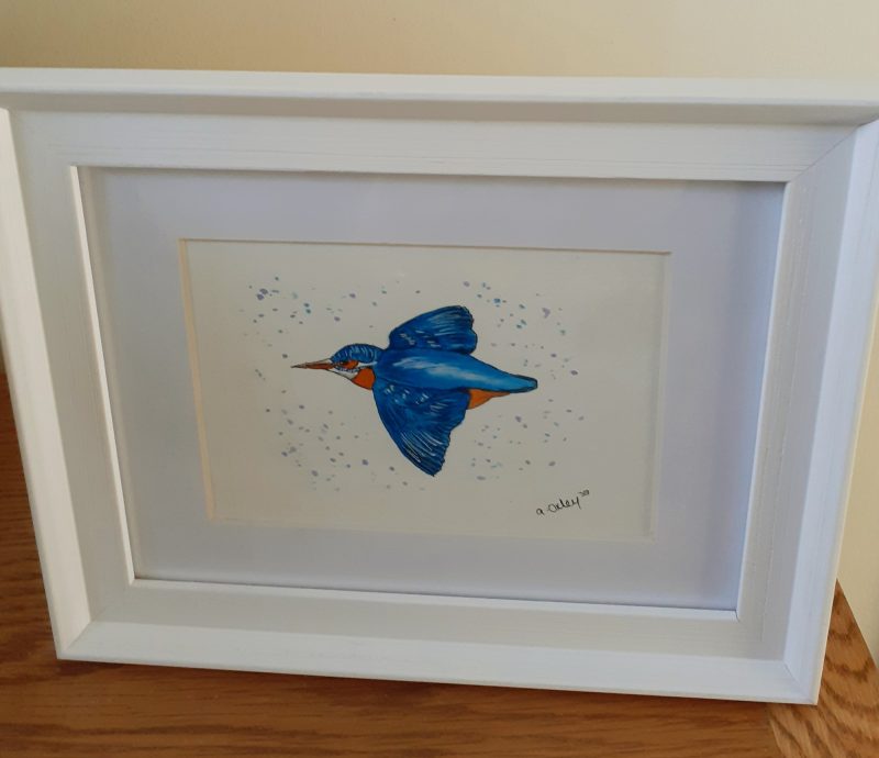 Kingfisher original framed watercolour painting suitable for any room in the house