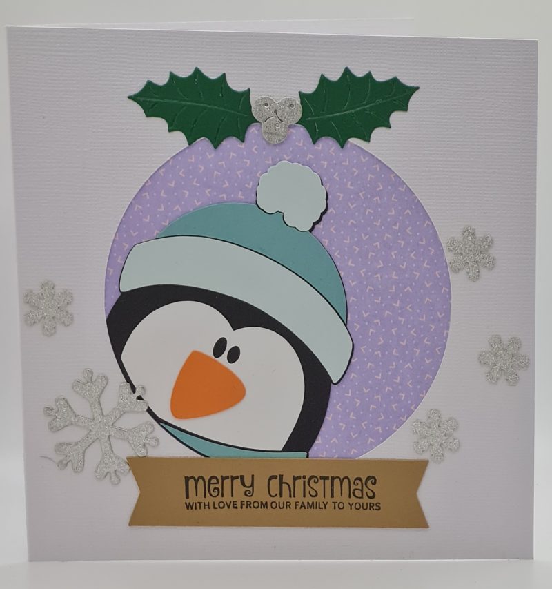 Handmade Card-craft 'Peeping Penguin' Christmas Card (Personalised)