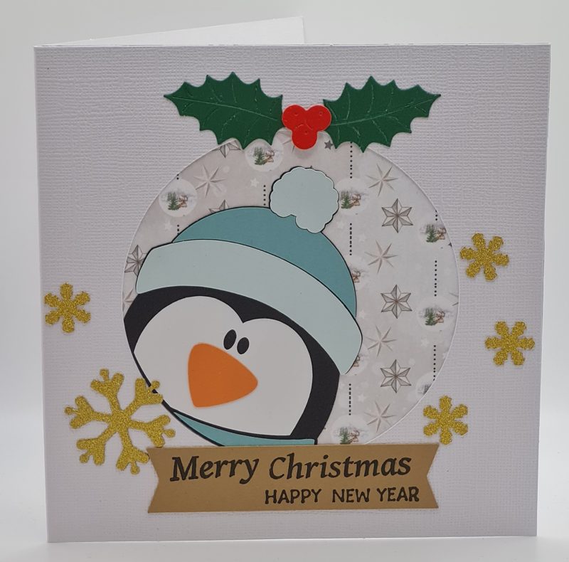 Handmade Card-craft 'Peeping Penguin' Christmas Card (Personalised)