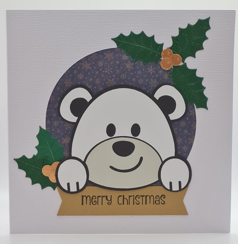Handmade Card-craft 'Peeping Polar Bear' Christmas Card