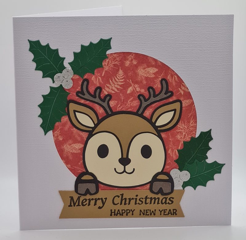 Handmade Card-craft 'Peeping Reindeer' Christmas Card (Personalised)