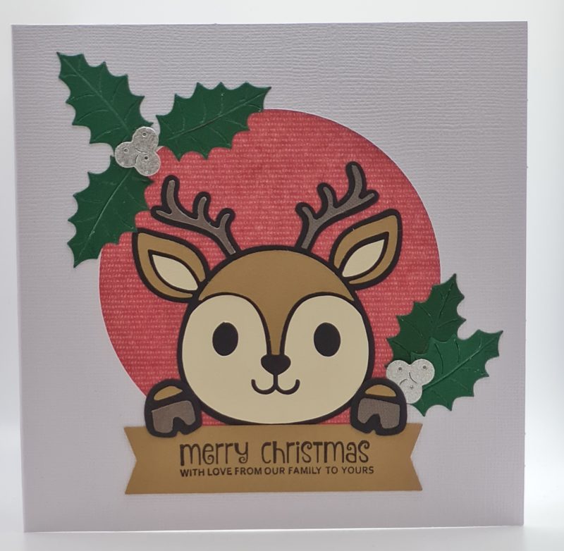 Handmade Card-craft 'Peeping Reindeer' Christmas Card (Personalised)