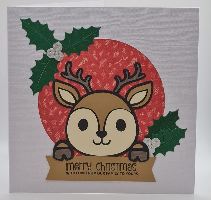 Handmade Card-craft 'Peeping Reindeer' Christmas Card (Personalised)
