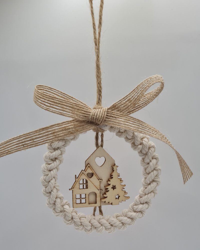 Handmade Macrame Christmas Wreath Ornaments