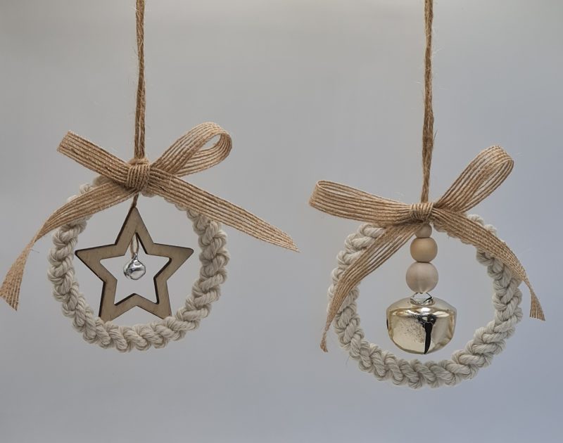Handmade Macrame Christmas Wreath Ornaments
