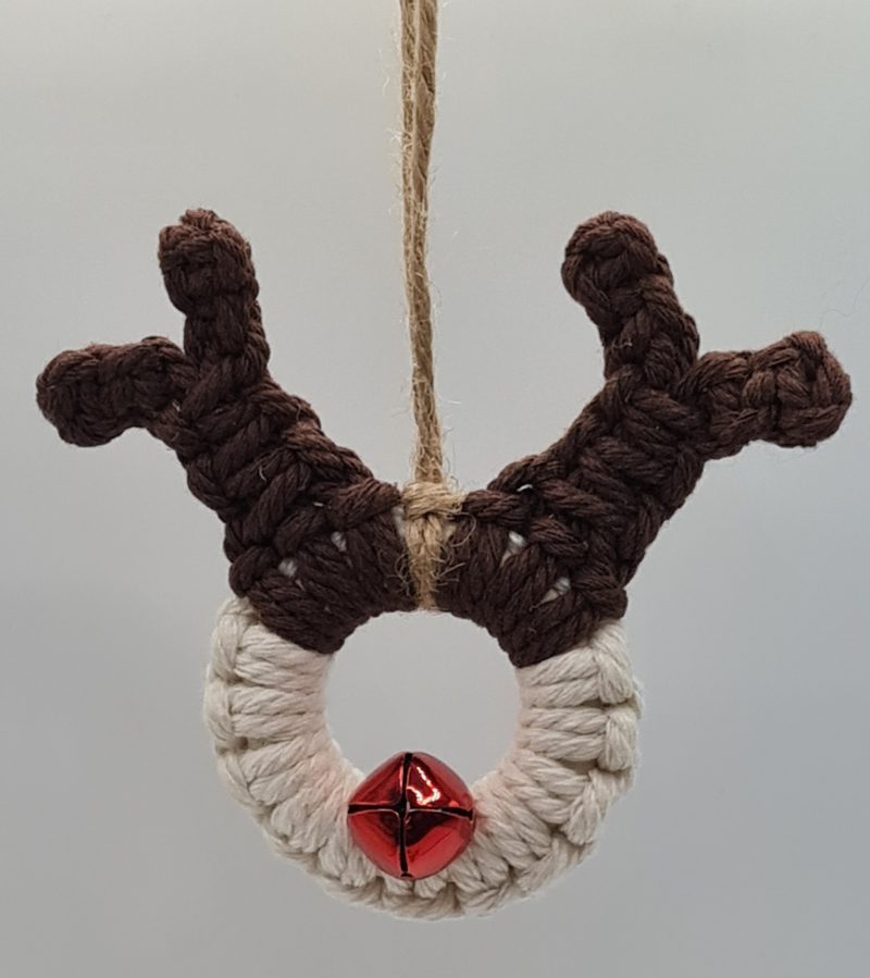 Handmade Macrame Christmas Reindeer Ornaments