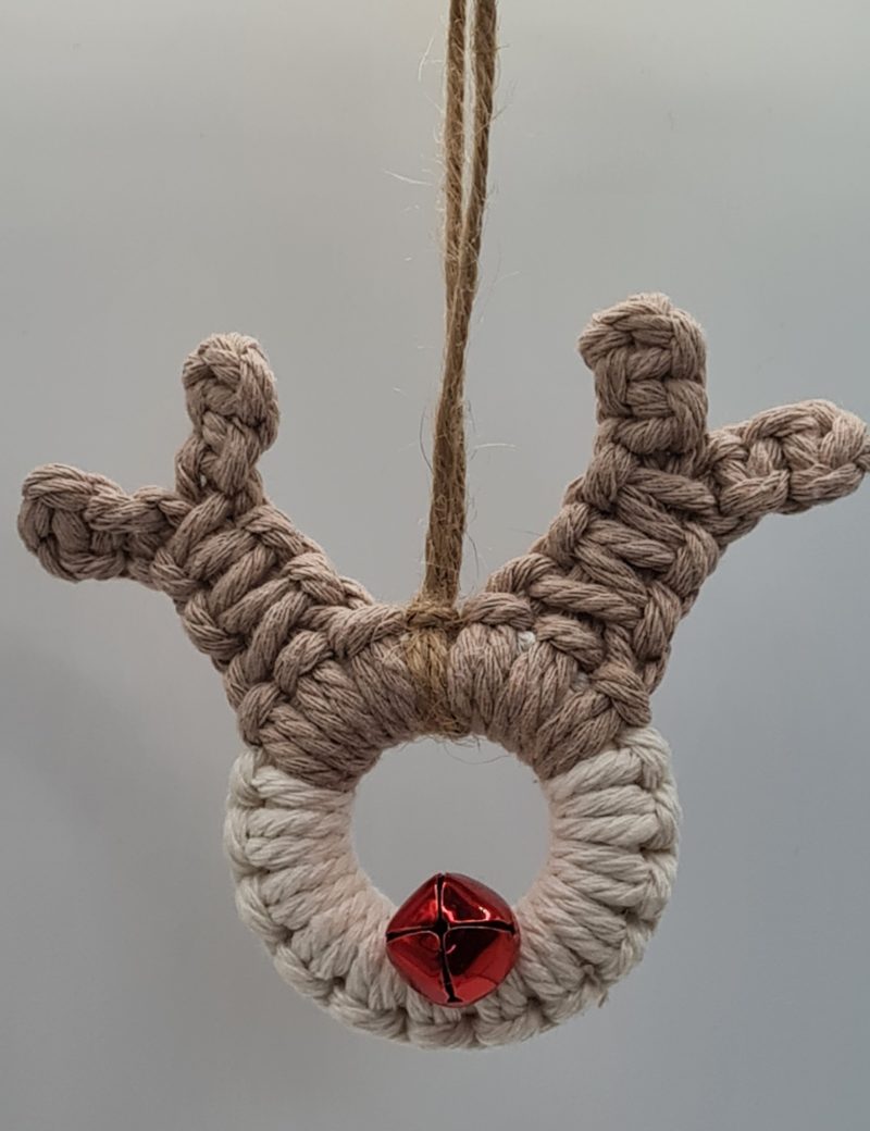 Handmade Macrame Christmas Reindeer Ornaments