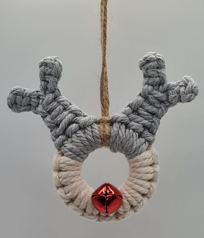Handmade Macrame Christmas Reindeer Ornaments