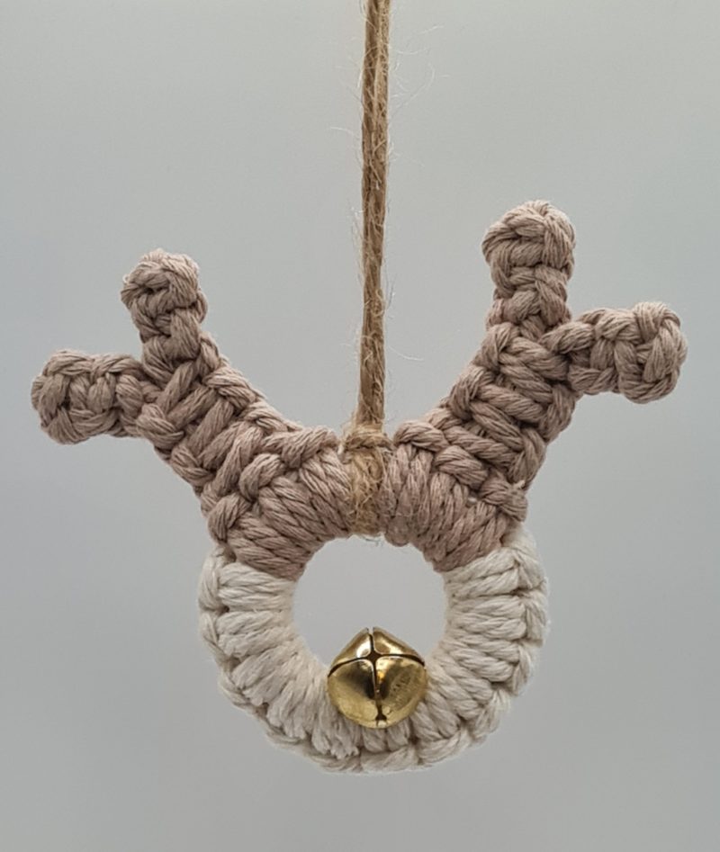 Handmade Macrame Christmas Reindeer Ornaments