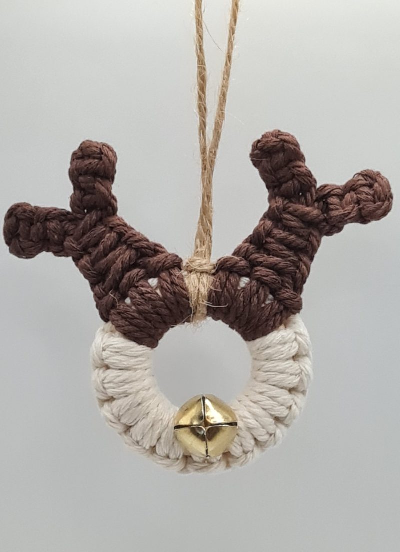 Handmade Macrame Christmas Reindeer Ornaments