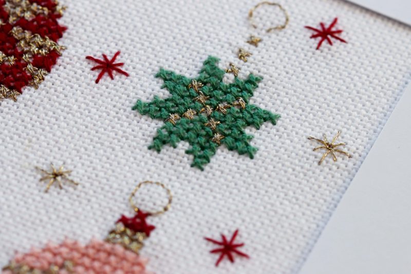 Christmas Baubles...A Cross stitch greetings card for all occasions and perfect for everyone