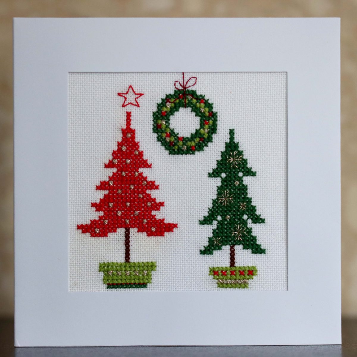 Christmas Trees ...A Cross stitch greetings card for all occasions and perfect for everyone