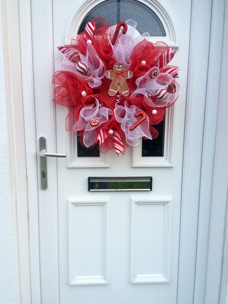 Gingerbreadman Christmas Wall Decor, Candy Cane Lane Christmas Wreath, Sweet Door Wreath