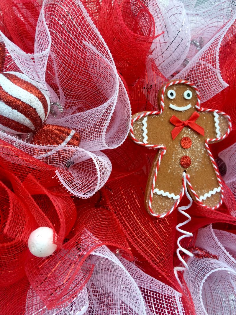 Gingerbreadman Christmas Wall Decor, Candy Cane Lane Christmas Wreath, Sweet Door Wreath