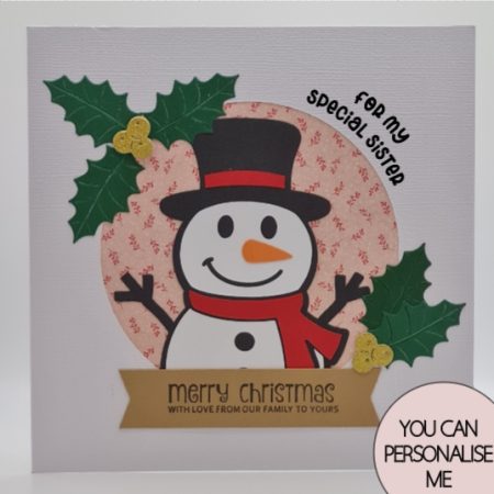 Handmade Card-craft 'Peeping Snowman' Christmas Card (Personalised)
