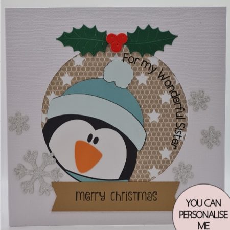 Handmade Card-craft 'Peeping Penguin' Christmas Card (Personalised)