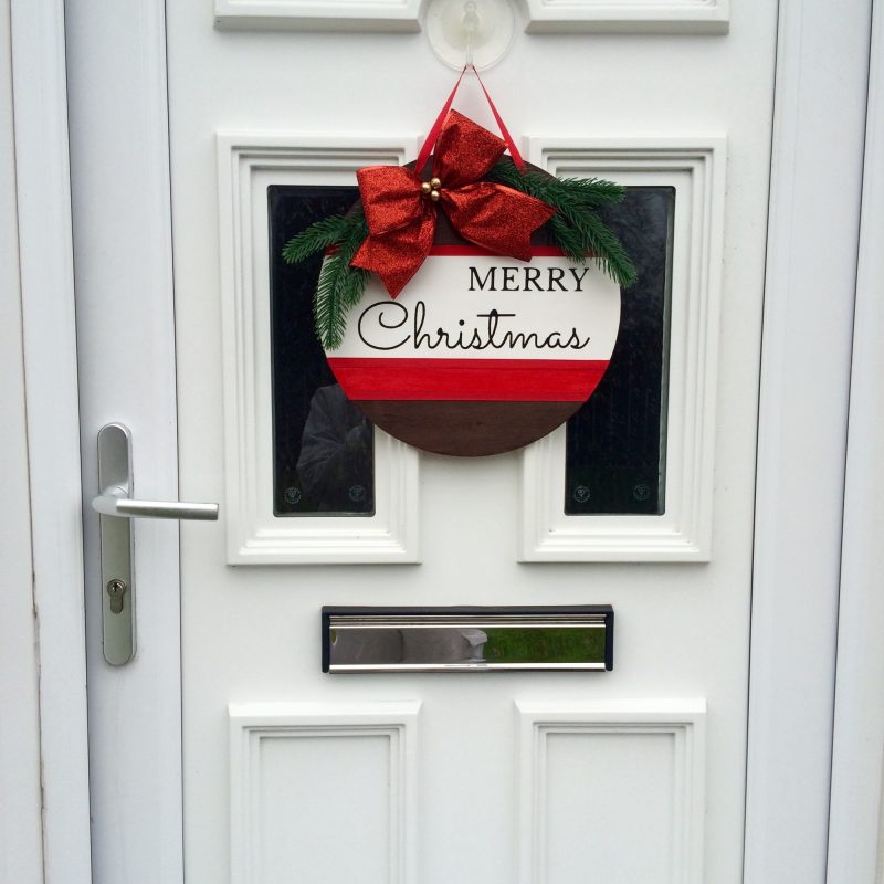 Handmade Personalised Merry Christmas Door Sign, Welcome Sign, Home Decor, Family Wall Sign