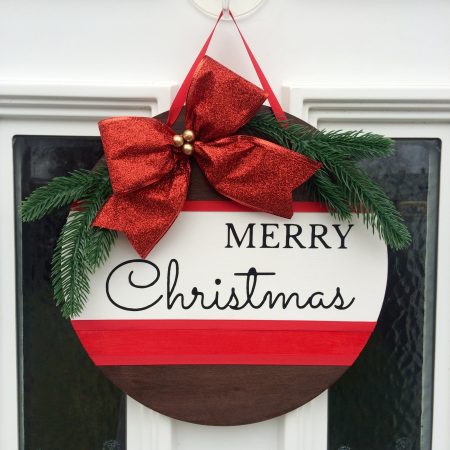 Handmade Personalised Merry Christmas Door Sign, Welcome Sign, Home Decor, Family Wall Sign