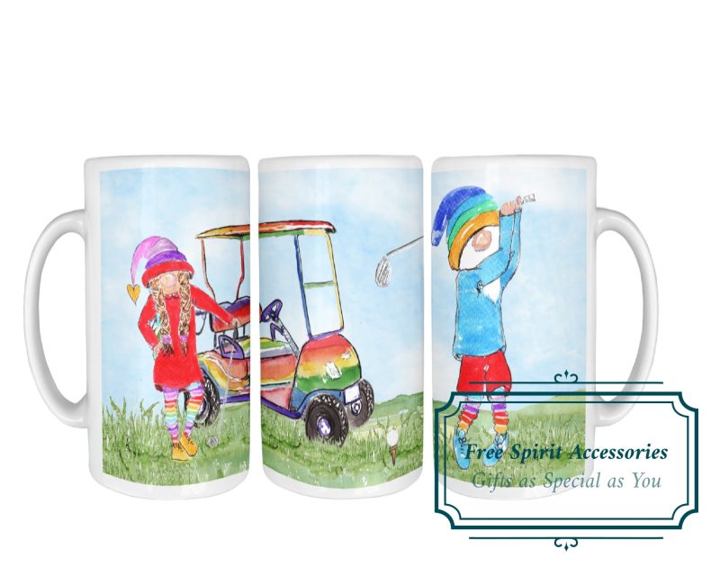 Colourful Golfing Gnomes Coffee Mug