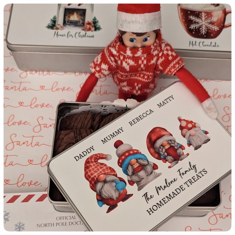 Personalised Gonk Family Christmas Treat/Gift Tin