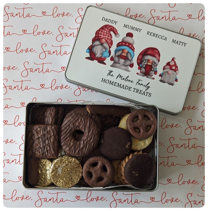 Personalised Gonk Family Christmas Treat/Gift Tin