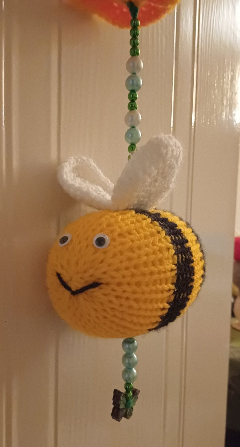 Crochet and Knit Wind Spinner - Bumble Bee