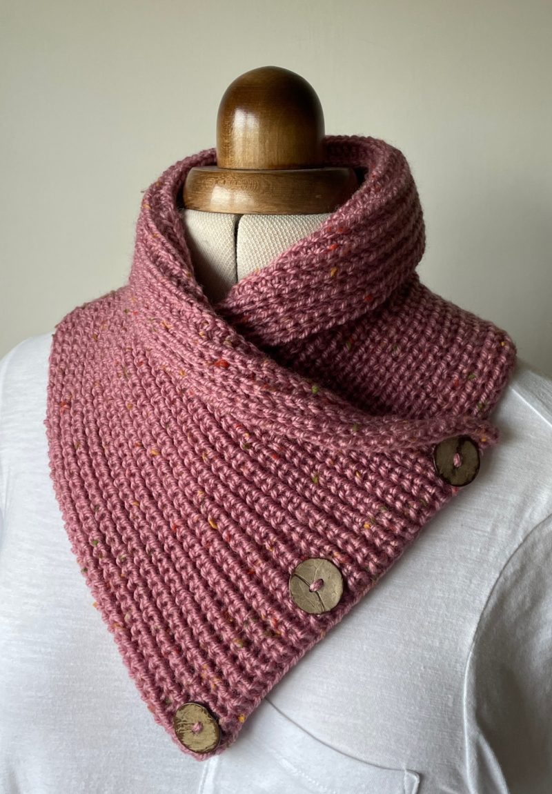 Cosy Neck warmer, snood, scarf in colour is Pink Fleck