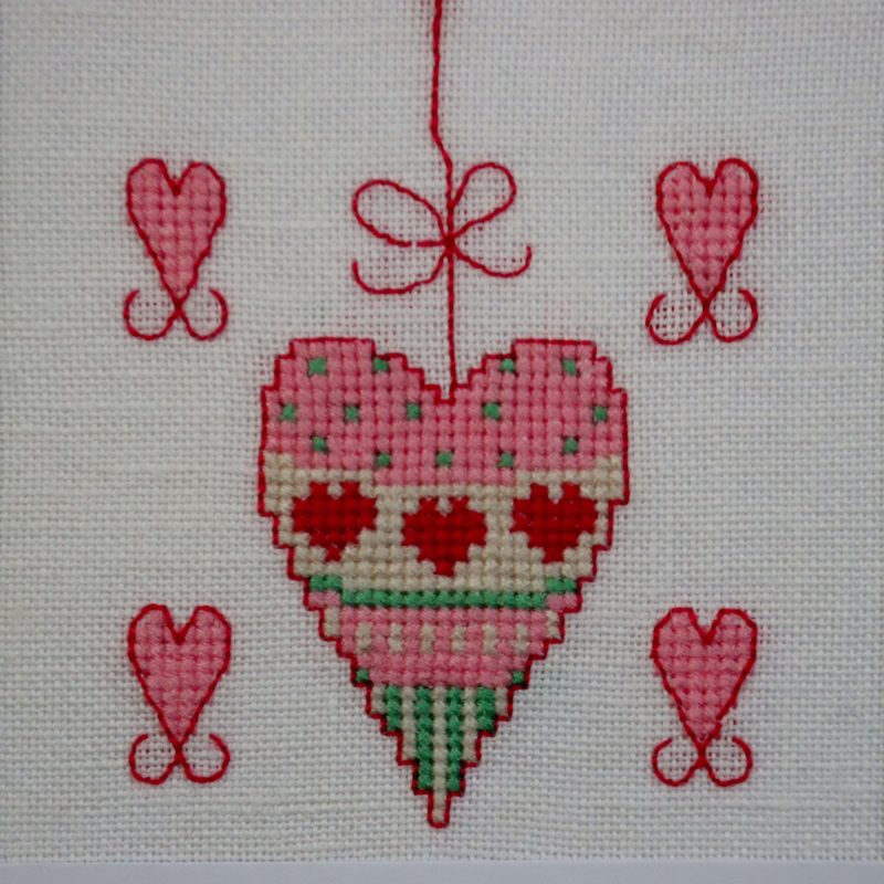 Love Hearts, A Cross stitch greetings card for all occasions and perfect for any loved one