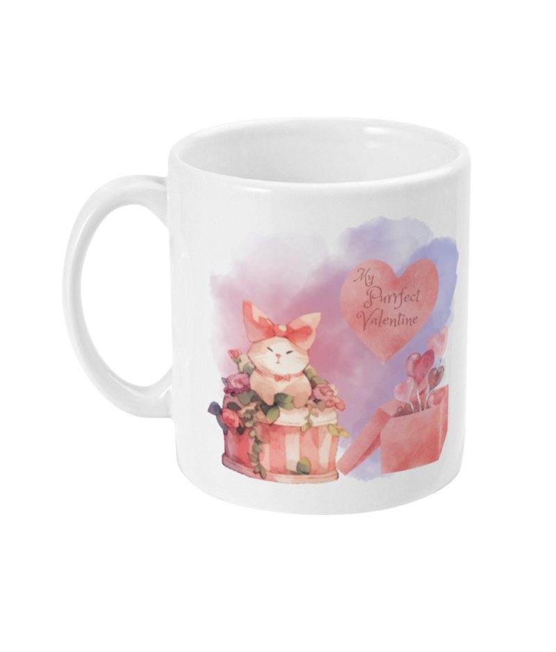 My Purrfect Valentine - Unique Valentines Day Mug – 11oz White Ceramic Tea/Coffee Mug.