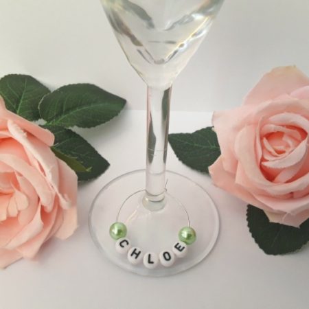 Personalised wine glass charm, Wedding wine glass charm, Bead Wine glass charm gift, various colours