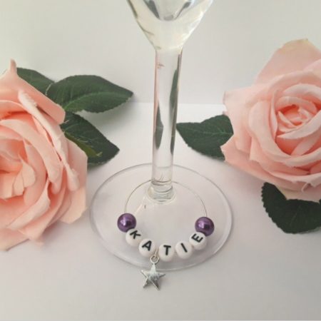 Personalised star wine glass charm, Personalised glass star charm, Wine glass charm gift