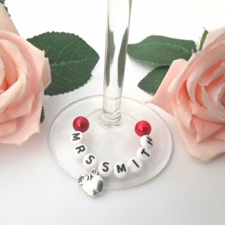Personalised teacher wine glass charm, Personalised teacher gift, Apple Wine glass charm