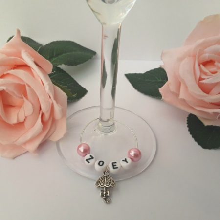 Personalised baby shower wine glass charm, Personalised new baby glass charm, Wine glass charm gift