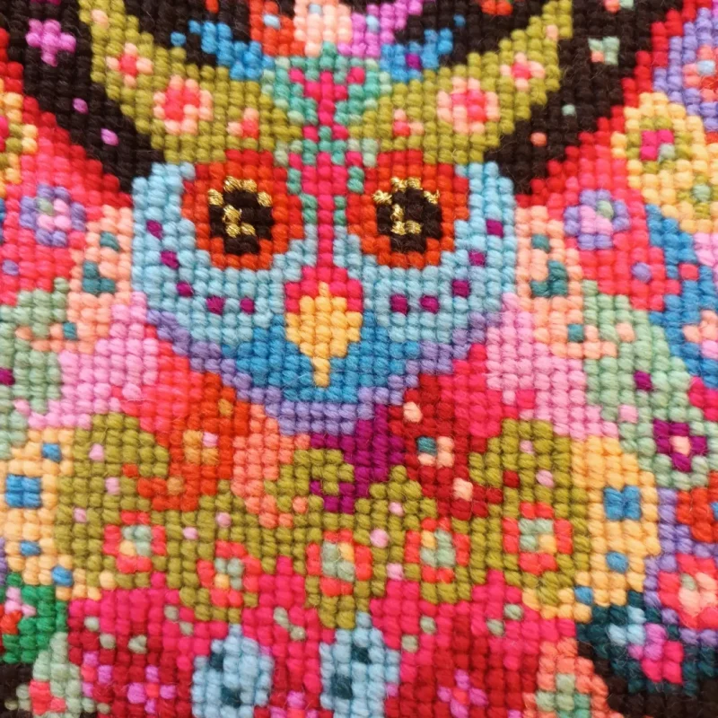 Mexican Owl Tapestry Kit, Mexican Folk Art Embroidery, Bird, Charted Cross-stitch, Needlepoint Kit