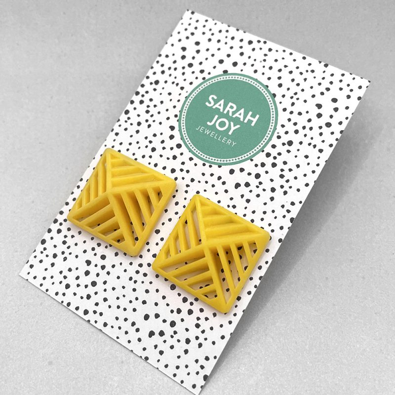 Square Stripe Stud Earrings