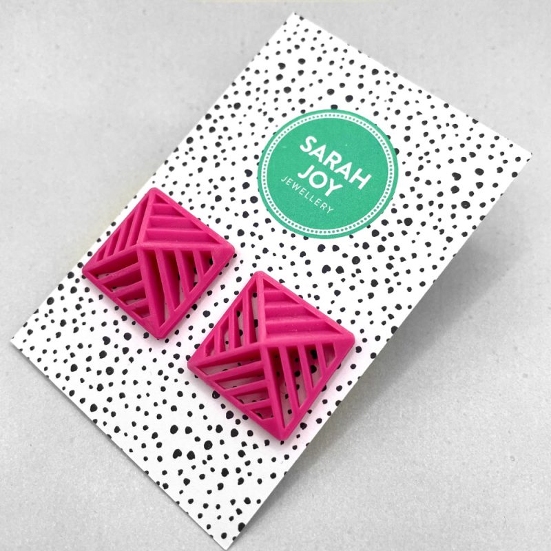 Square Stripe Stud Earrings